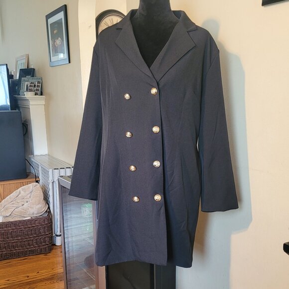 Black‎ Double-Breasted Blazer Dress - Picture 1 of 4